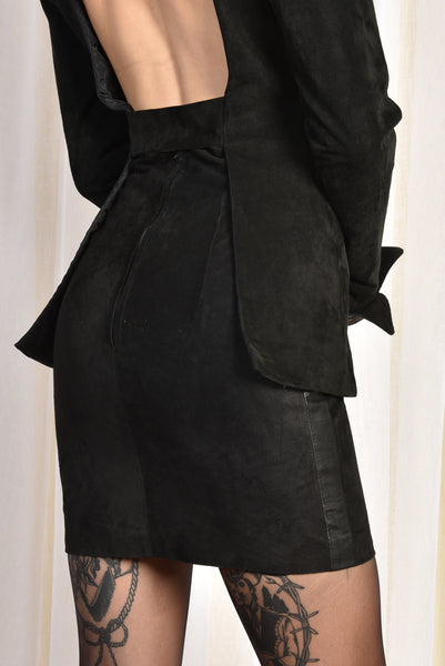Stella 1990s Backless Suede Tuxedo Suit