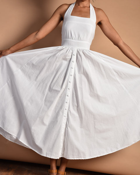 Bianca 80s Button Down Cotton Maxi Dress