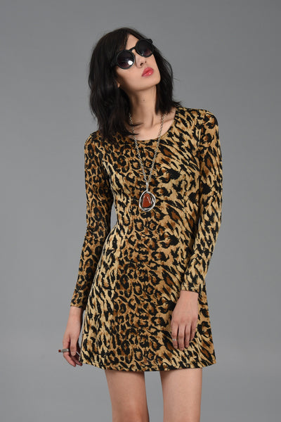 Ultimate 1990s Slinky Leopard Print Mini Dress