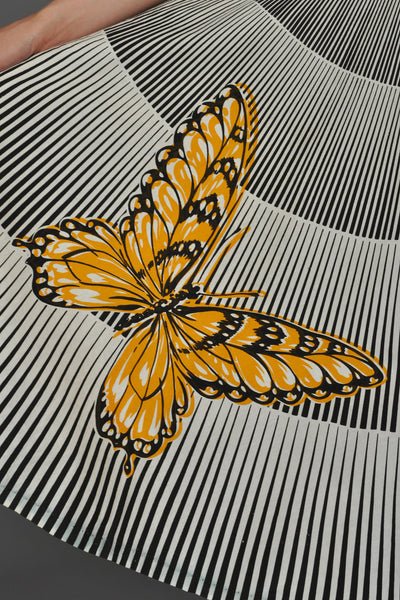 1950s Black + White Op Art Butterfly Dress