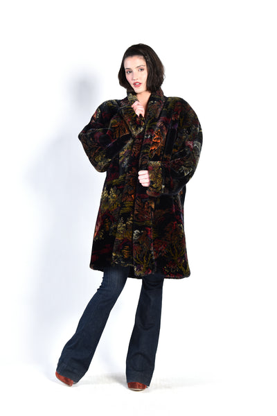 Sylvan Oversized Floral Faux Fur Coat