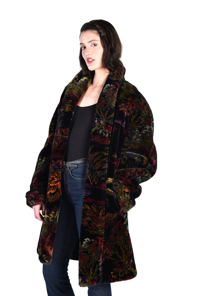 Sylvan Oversized Floral Faux Fur Coat – Bustown Modern