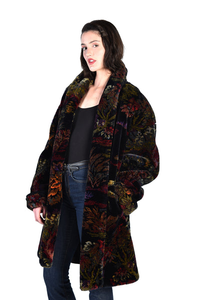 Sylvan Oversized Floral Faux Fur Coat