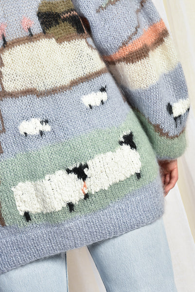 Oveja 1980s Hand Knit Mohair Sheep Sweater