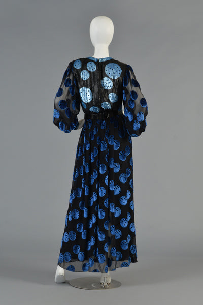 Adele Simpson Velvet Sequin Polkadot Evening Gown