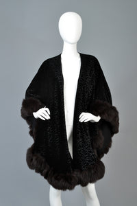 Vintage Adrienne Landau Velvet + Fox Fur Cape