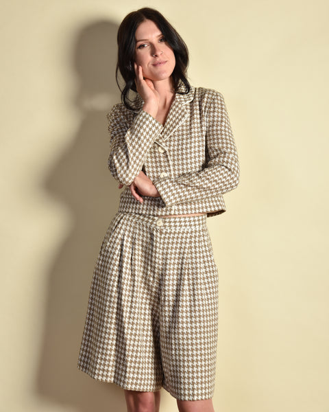Ann Taylor 1990s Houndstooth Shorts Suit