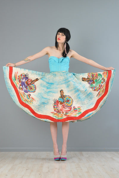 Hand Painted Mexican Circle Skirt + Bustier