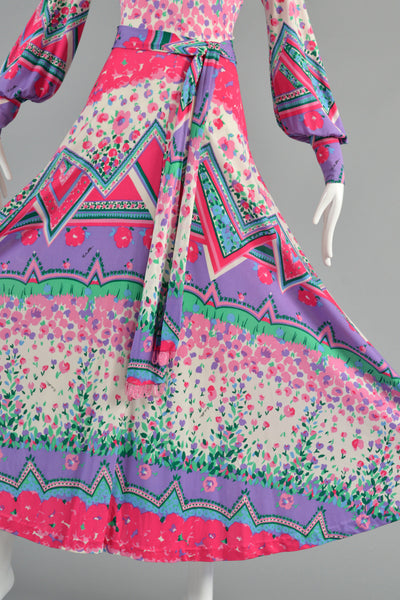Emilia Bellini 1960s Plunging Silk Jersey Maxi Dress