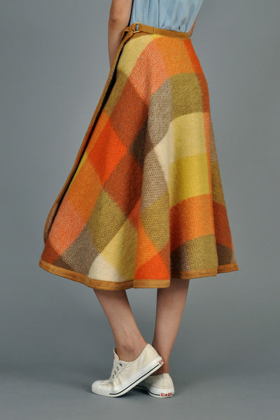 Bill Atkinson Vintage 1970s Plaid Wool Wrap Skirt
