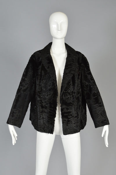Luxe 1950s Cropped Broadtail Fur Jacket