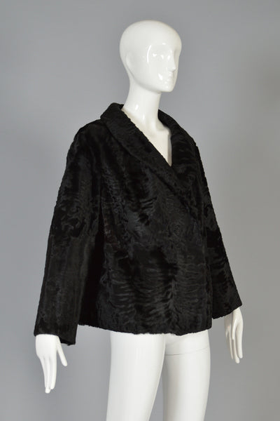 Luxe 1950s Cropped Broadtail Fur Jacket