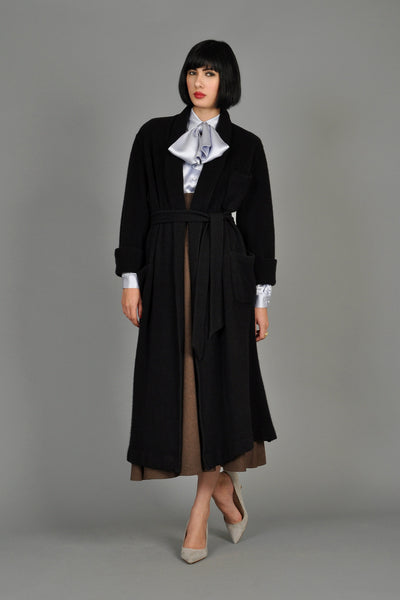 Black 1980s 100% Cashmere Knit Cardi/Robe