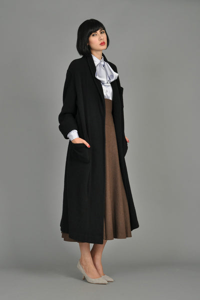 Black 1980s 100% Cashmere Knit Cardi/Robe