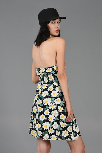 The Happiest 1990s Printed Backless Halter Mini