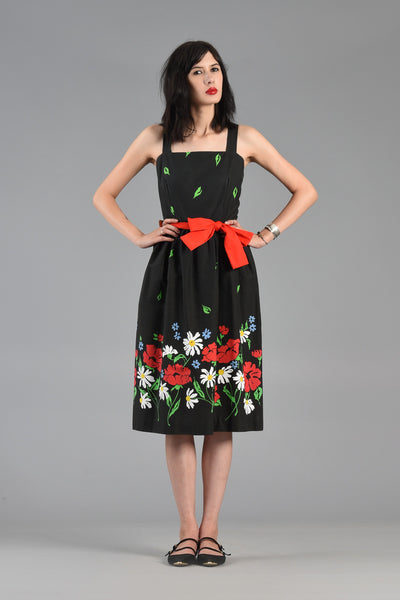 Cheerful 1980s Garden Dress with Cascading Florals