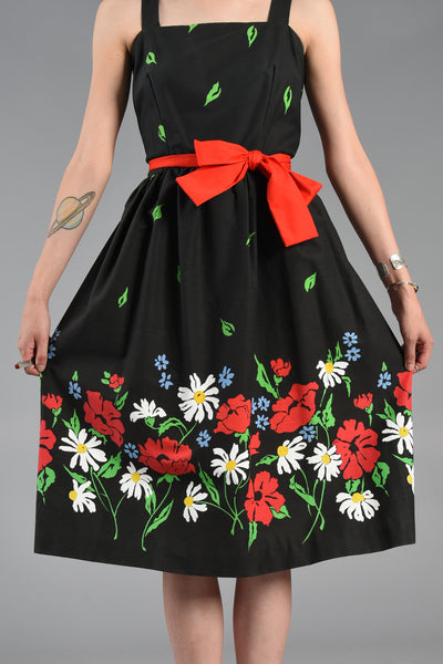 Cheerful 1980s Garden Dress with Cascading Florals