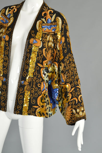 Luxe Sequin Encrusted Baroque Leopard Print Jacket