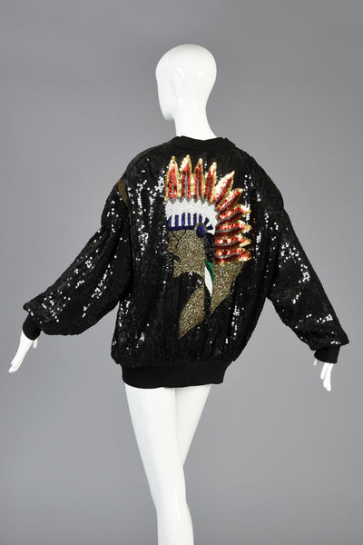 Indian Chief Sequined Bomber Jacket