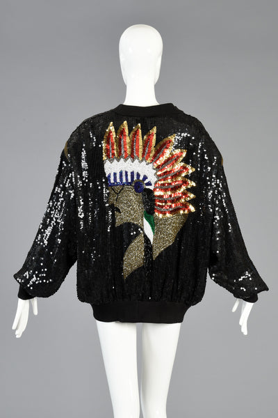Indian Chief Sequined Bomber Jacket