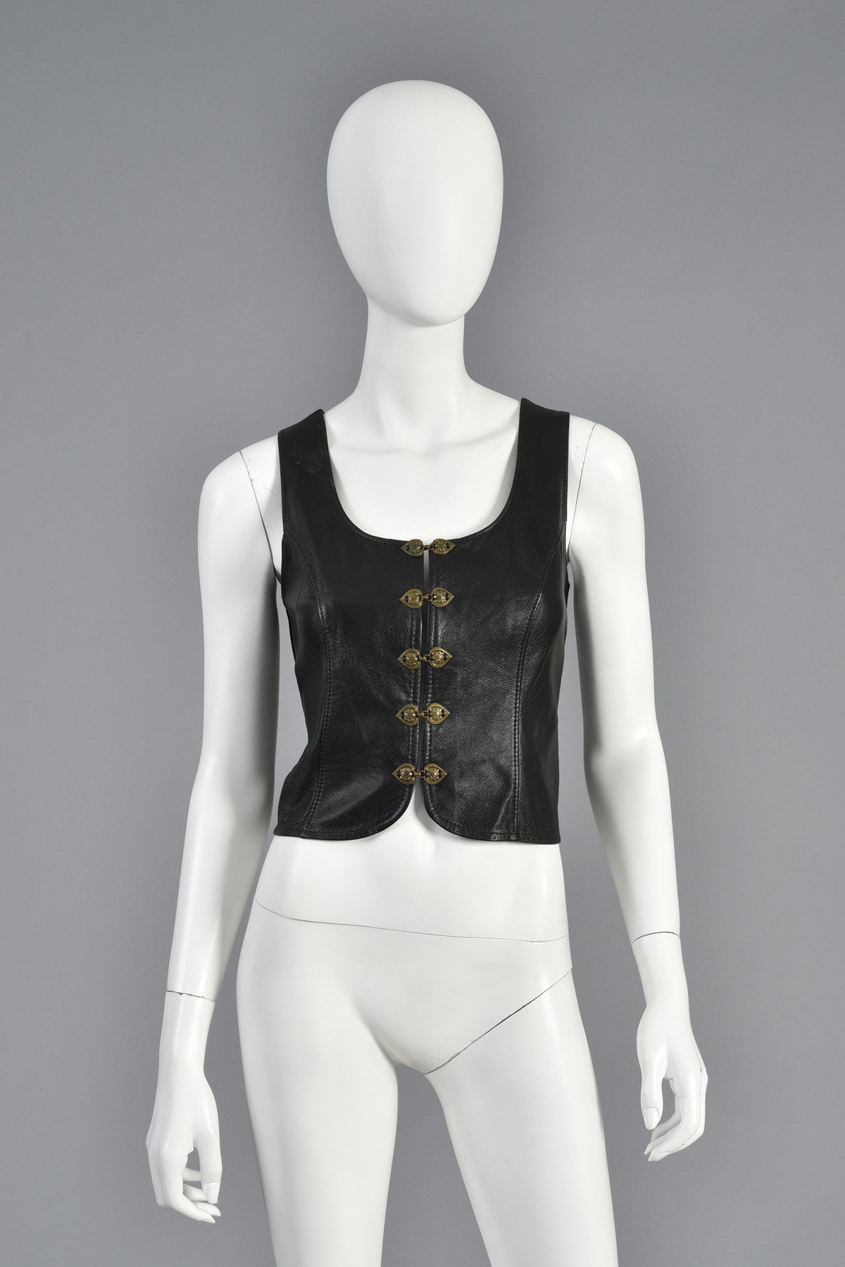 Tight Leather Bodice Top w/Brass Heart Closures
