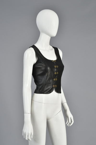 Tight Leather Bodice Top w/Brass Heart Closures