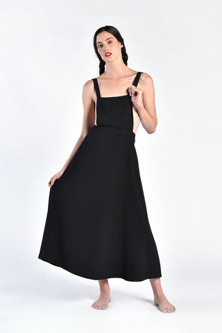 Liz Backless Black Apron Dress