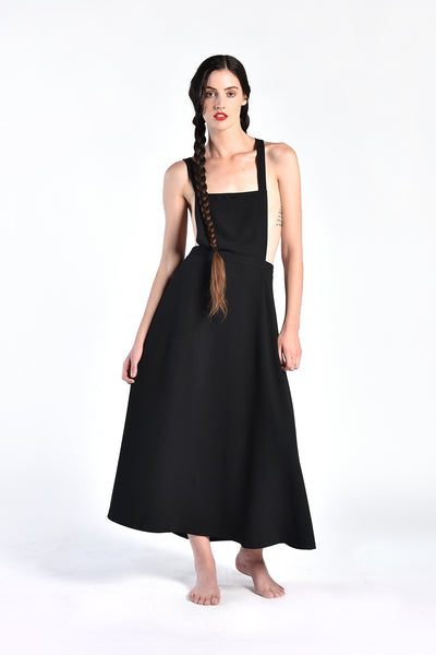 Liz Backless Black Apron Dress