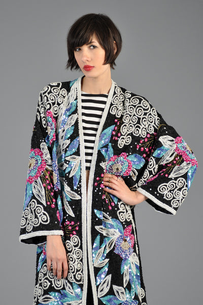 Sequin Floral Silk Art Deco Trophy Jacket
