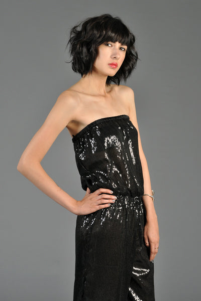 Strapless Cropped Sequin Jumpsuit