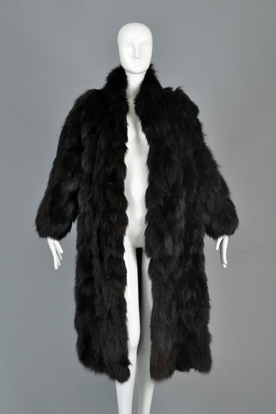 Convertible 3-way Shaggy Black Fox Fur Coat