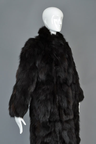 Convertible 3-way Shaggy Black Fox Fur Coat