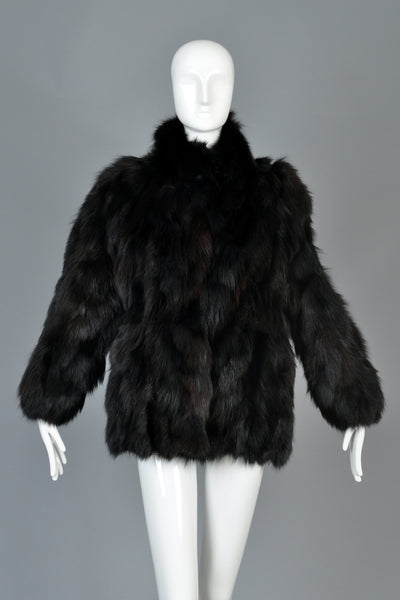 Convertible Shaggy Black Fox Fur Coat