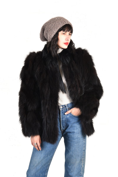 Claudia Shaggy Black Fox Fur Coat