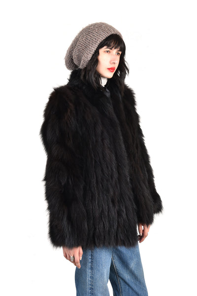 Claudia Shaggy Black Fox Fur Coat
