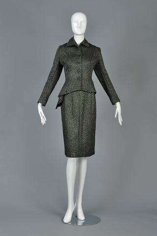 1940s Metallic Asymmetrical Peplum Suit