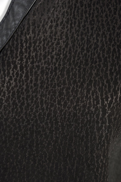 Black Leopard Print Leather Tunic Top