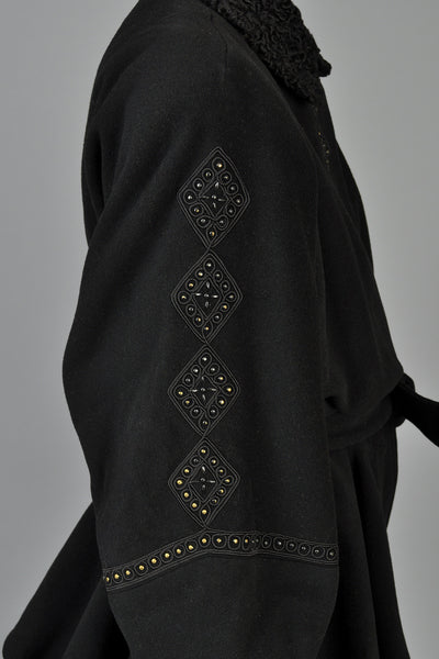 1940s Diamond Appliqued Wool Peplum Coat