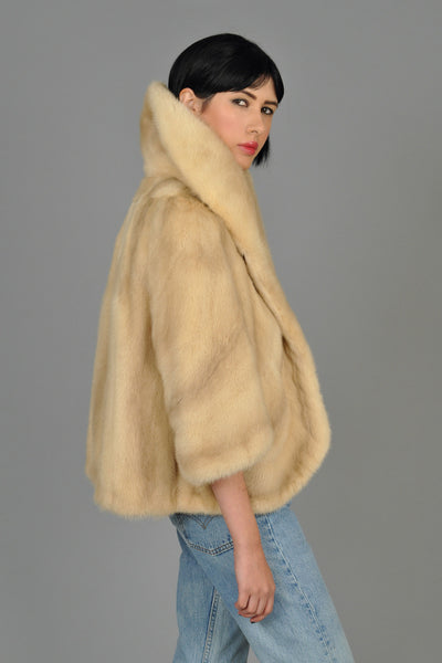 1950s Cropped + Sculpted Tourmaline Mink Coat
