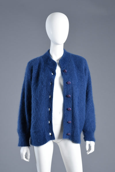 Ultra Fuzzy Blueberry Angora Knit Cardigan