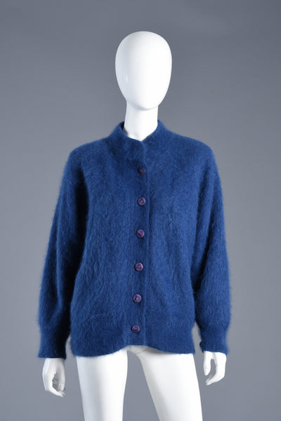Ultra Fuzzy Blueberry Angora Knit Cardigan