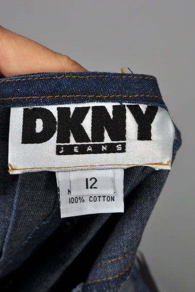 DKNY 1990s Strapless Denim Bustier Dress with Full Skirt