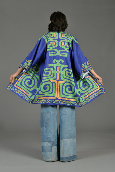 Silk Graphic Ethnic Kimono Sleeve Jacket