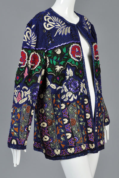 Embroidered + Beaded Art Nouveau Inspired Silk Jacket