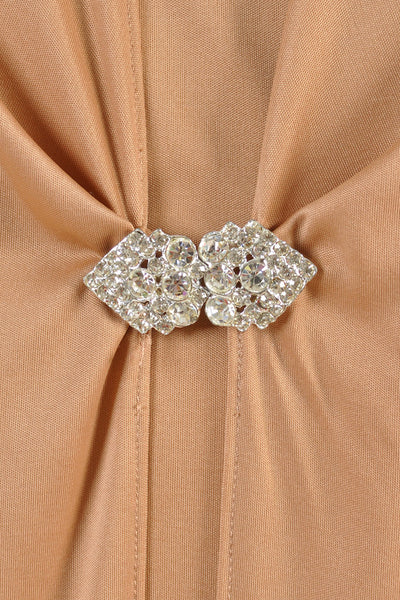 Draped 1970s Maxi Dress + Jacket with Jeweled Closure