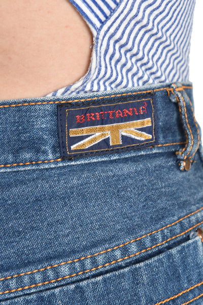 Brittania High Waist Patchwork Denim Shorts