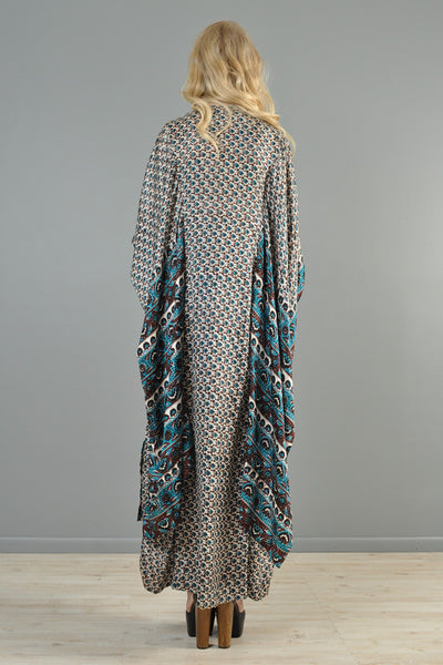Saks 5th Ave 1970s Bohemian Silk Kimono Dress