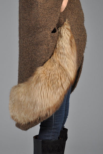 1950s/60s Fishtail Wool + Fox Fur Cape