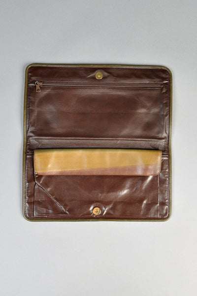 Hand Painted Striped Leather Clutch