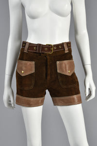 Almost Famous 60s Leather + Suede High Waisted Shorts